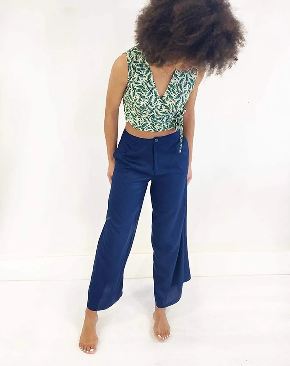 Pantalon large fluide Zhéa en EcoVero marine