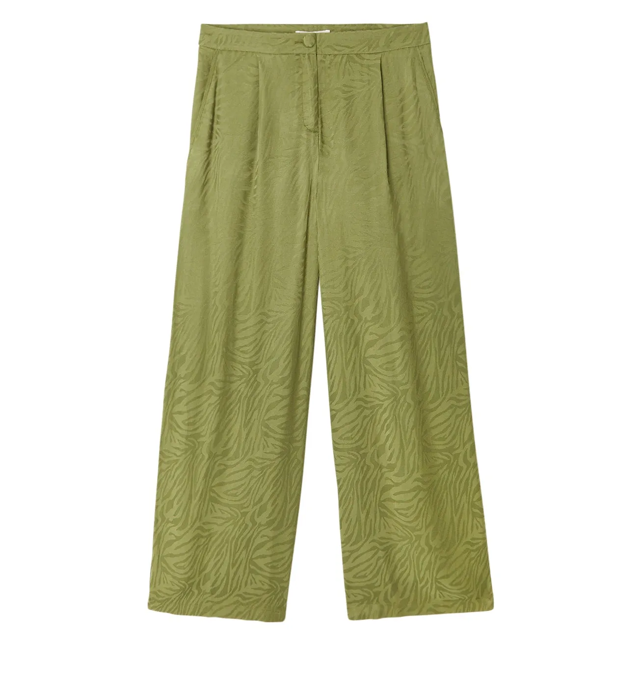 Pantalon large zébré Femme - Vert olive