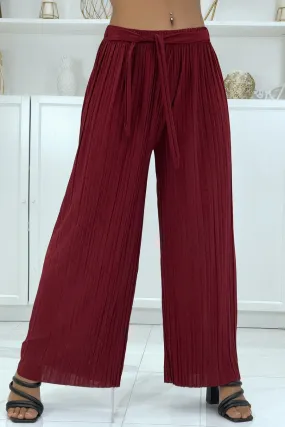 Pantalon plissé fluide bordeaux à poids