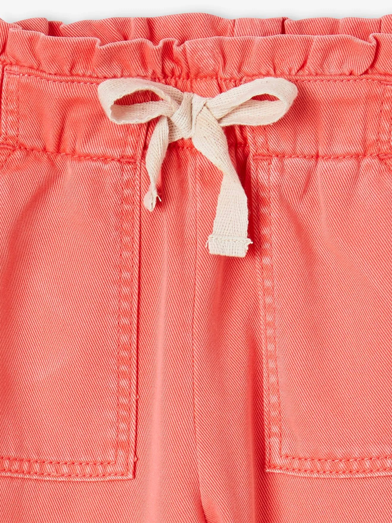 Pantalon style paperbag fluide fille corail - Vertbaudet