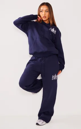 Petite Jogging oversize bleu marine à détail logo