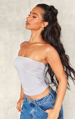 Petite Top moulant long gris en bandeau