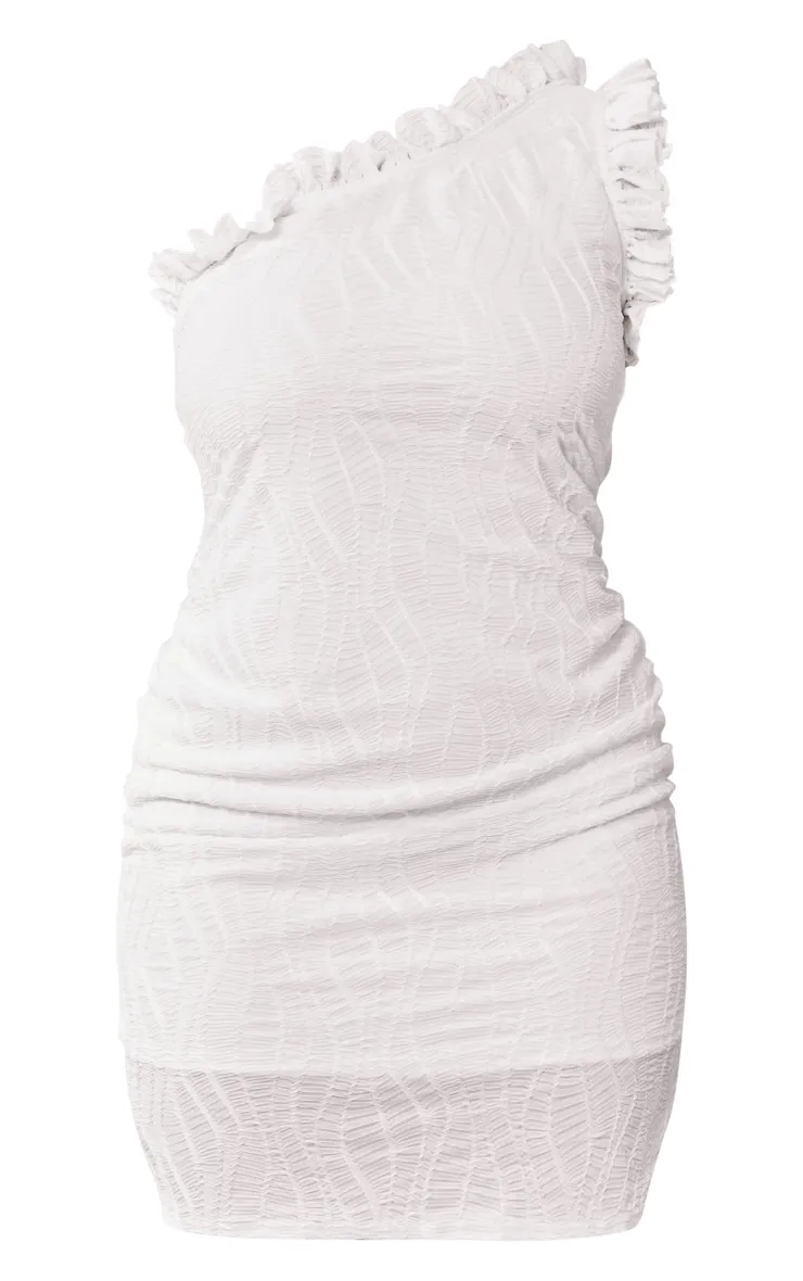 Plus Robe asymétrique moulante texturée blanche