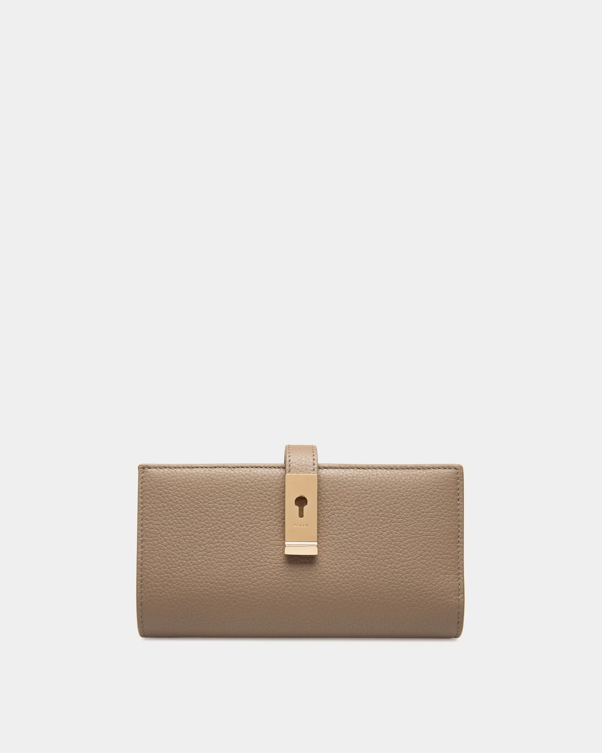 Portefeuille Lock Me Long En Cuir Grainé Taupe