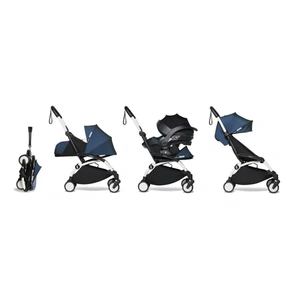 Poussette Trio YOYO 2 pack 0+ & 6+ + siège auto YOYO car seat by Besafe - Châssis Blanc - Bleu Air France