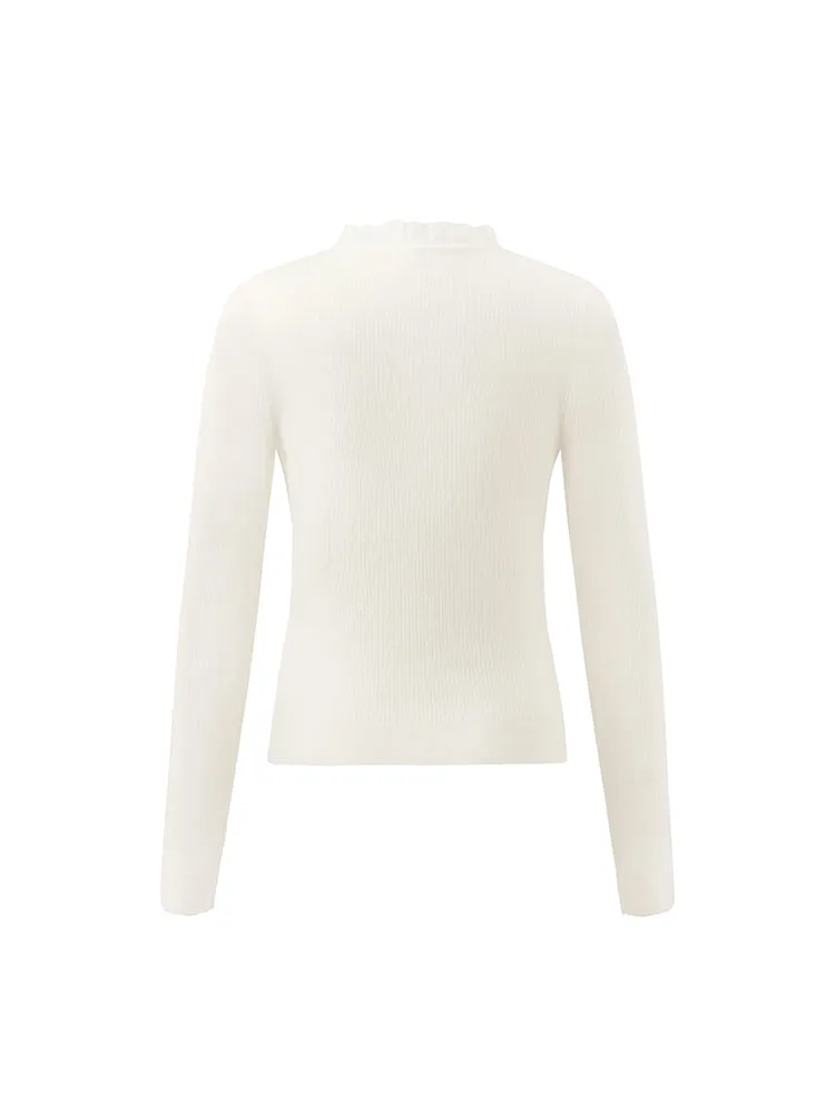 Pull à volants en dentelle et laine Tencel