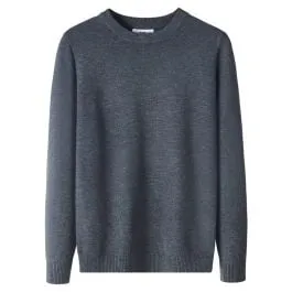 Pull épais à col rond et coupe simple avec manches longues pour homme