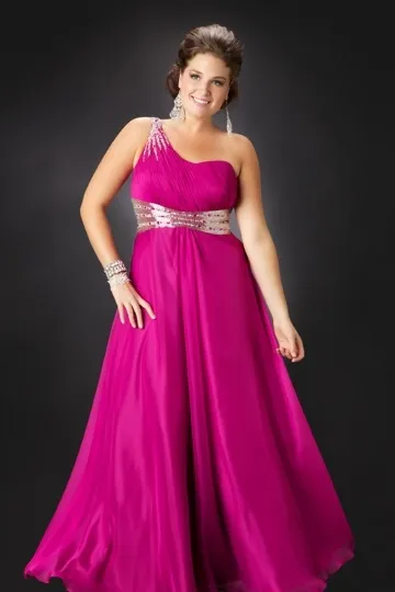 Robe asymétrique de grande taille fuchsia pour mariage ornée de strass en mousseline