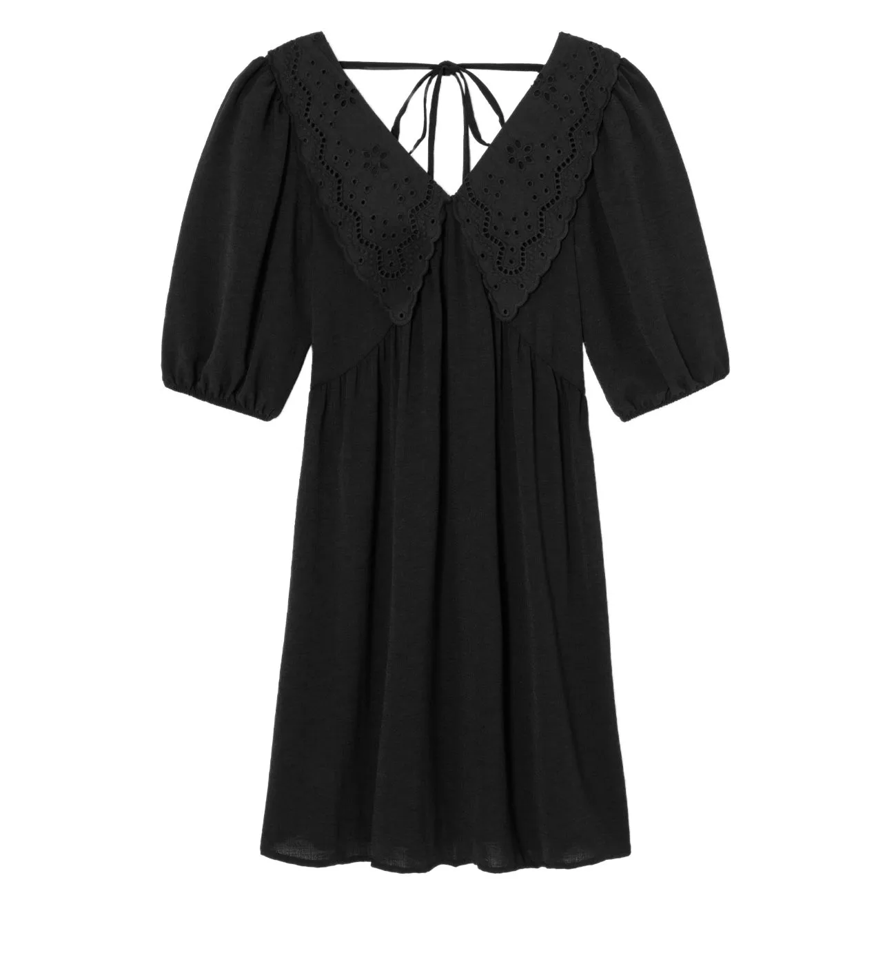 Robe baby doll manches ballon - Noir