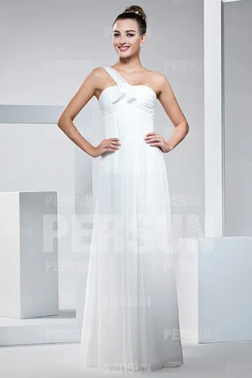 Robe cortège mariage asymétrique blanche simple empire