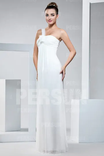 Robe cortège mariage asymétrique blanche simple empire