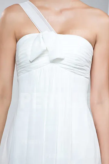 Robe cortège mariage asymétrique blanche simple empire