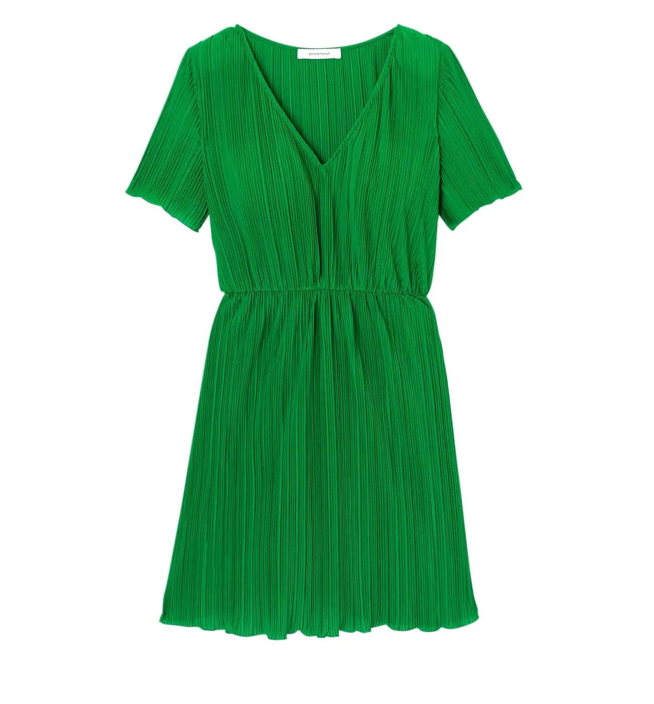 Robe courte plissée Femme - Vert foncé