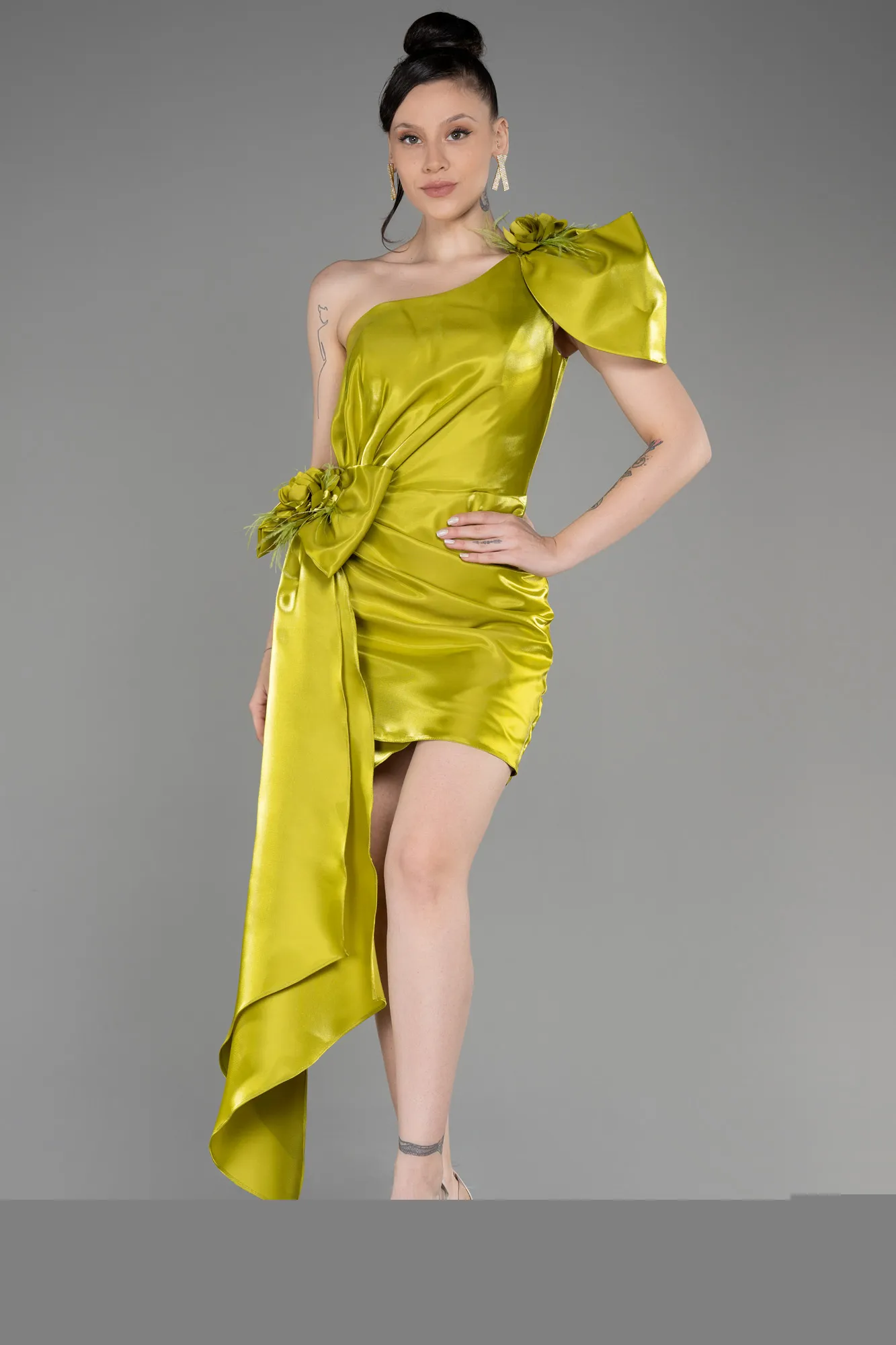 Robe de Cérémonie Courte Pistache vert ABK2036