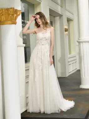 Robe De Mariée Longue Asymétrique Dentelle Ivory Romantique Champêtre