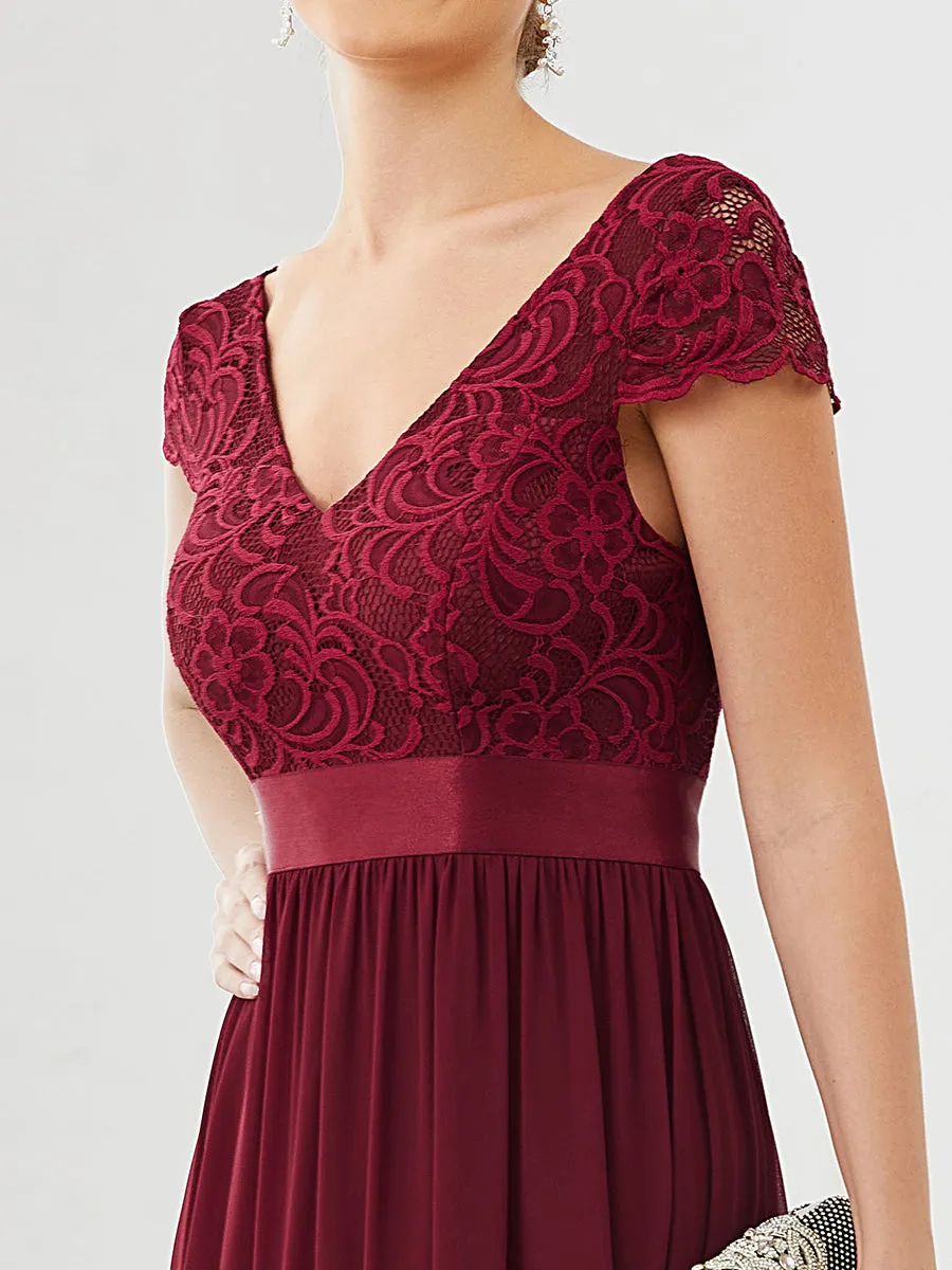 Robe de Mère de Mariée en Dentelle à Manches Courtes