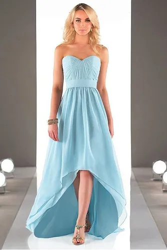 Robe Demoiselle d'Honneur Naturel taille Plissé Asymétrique Chiffon