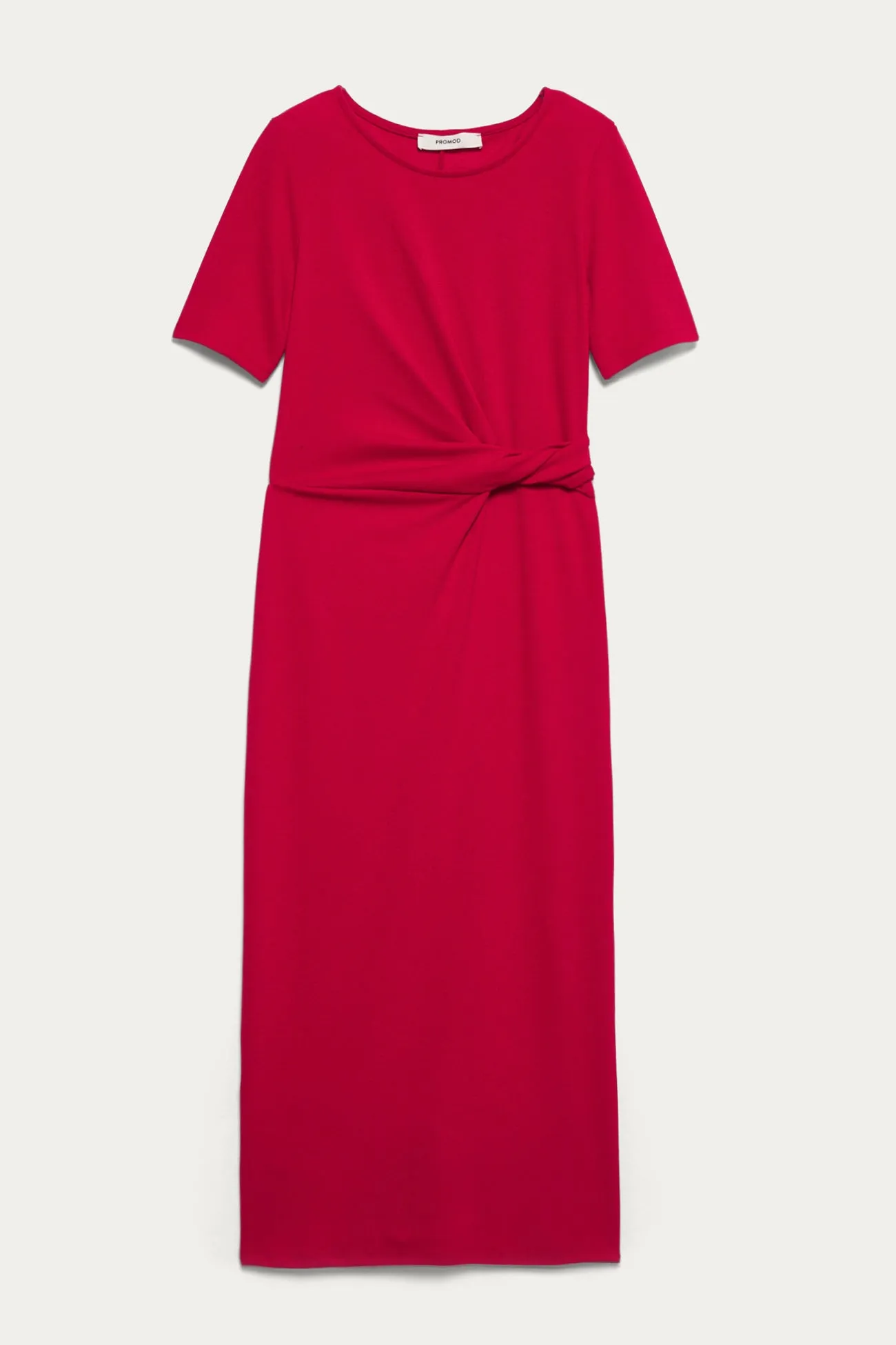 Robe drapée midi unie Femme - Rouge