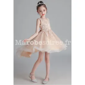 Robe enfant asymétrique en guipure réf: EF683T en Coton, Dentelle