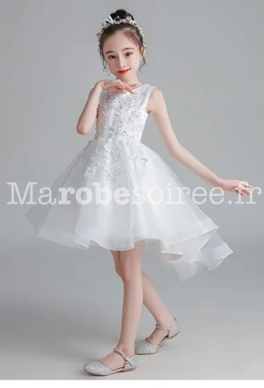 Robe enfant asymétrique en guipure réf: EF683T en Coton, Dentelle