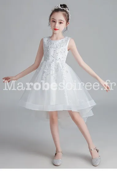 Robe enfant asymétrique en guipure réf: EF683T en Coton, Dentelle