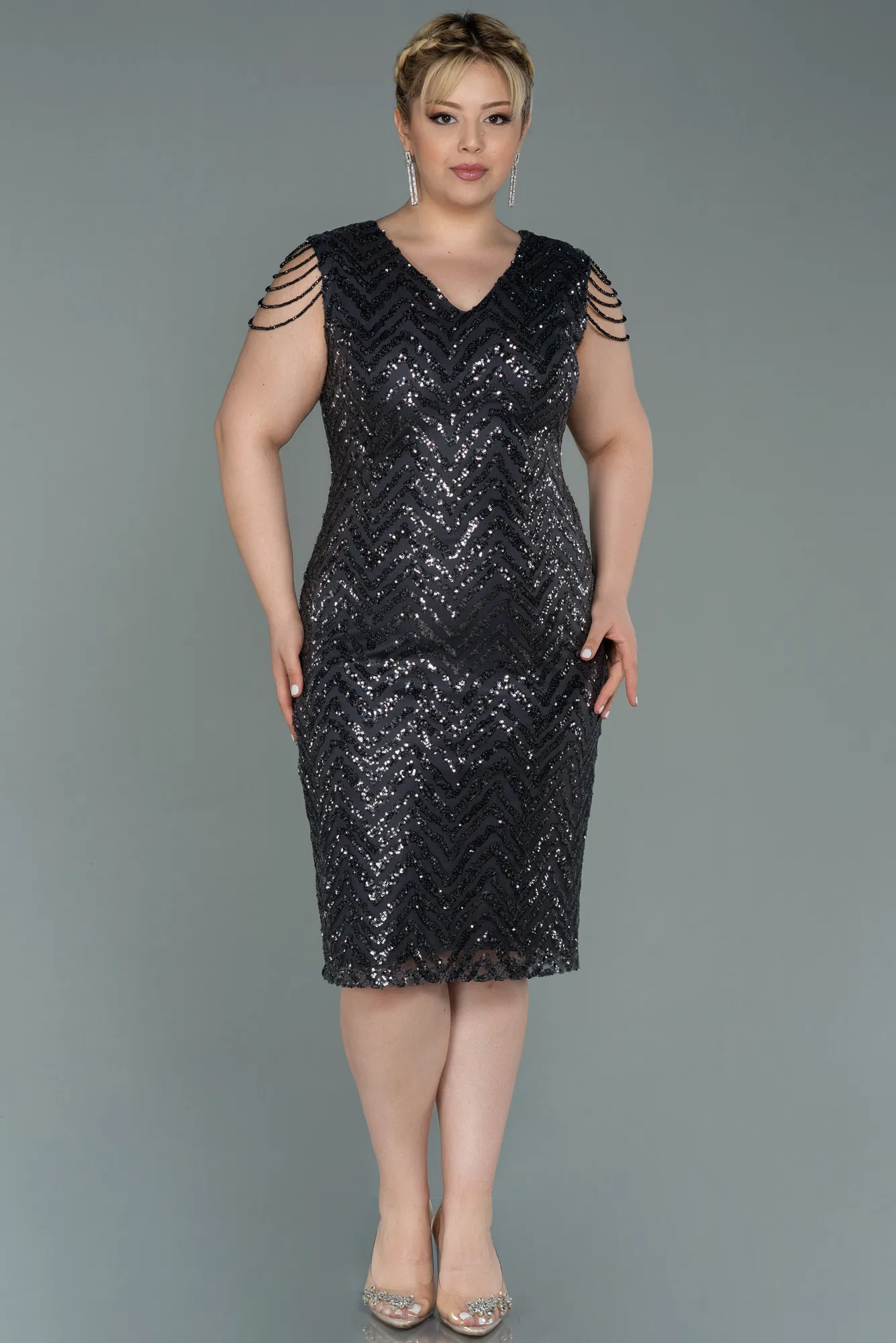 Robe Grande Taille Midi Noir ABK1730