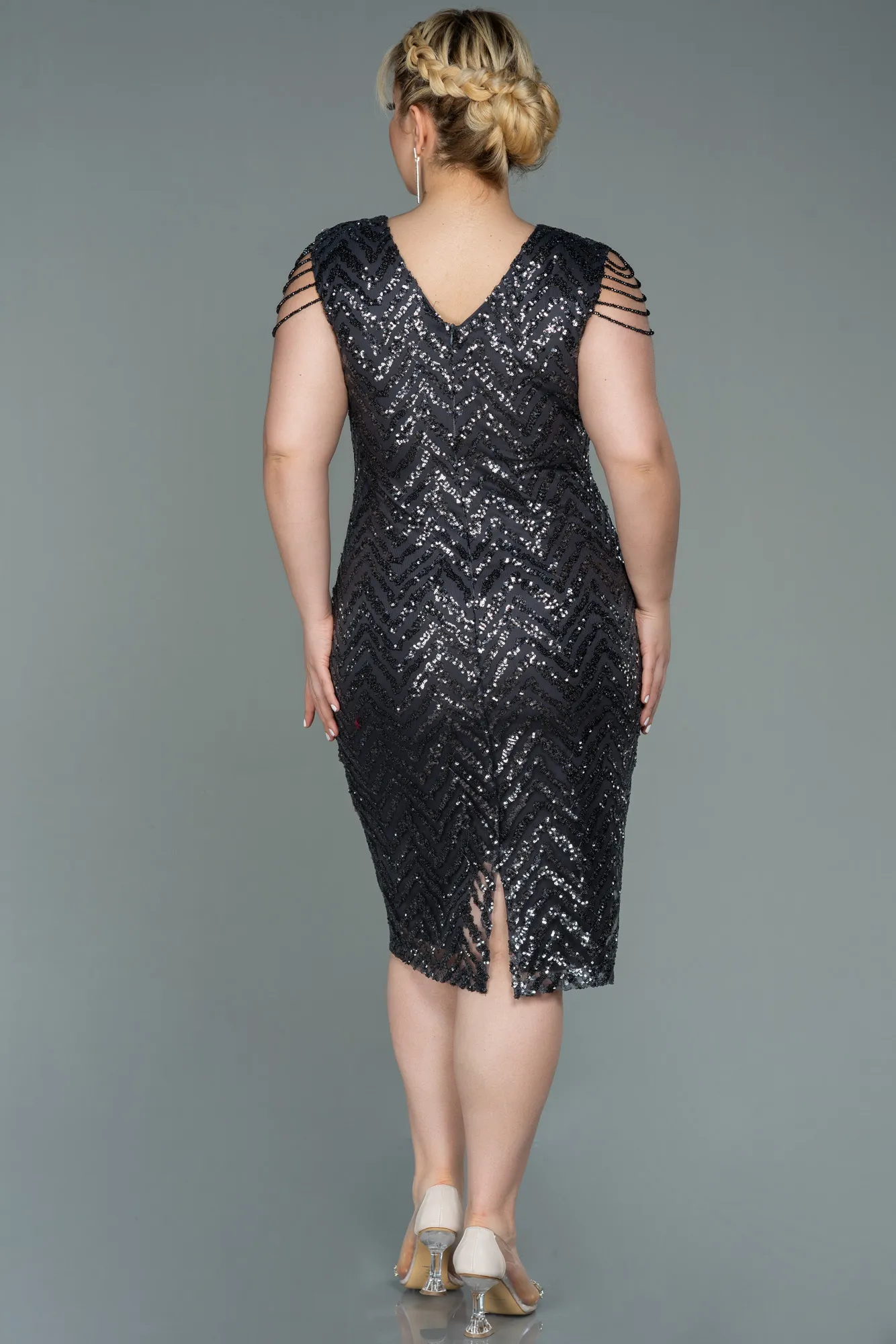 Robe Grande Taille Midi Noir ABK1730