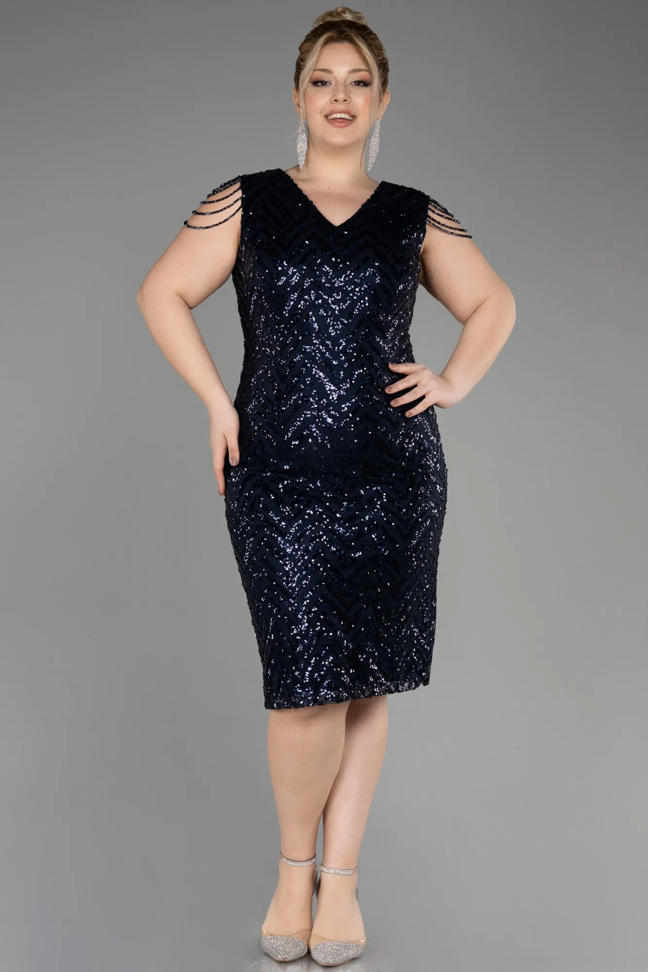 Robe Grande Taille Midi Noir ABK1730