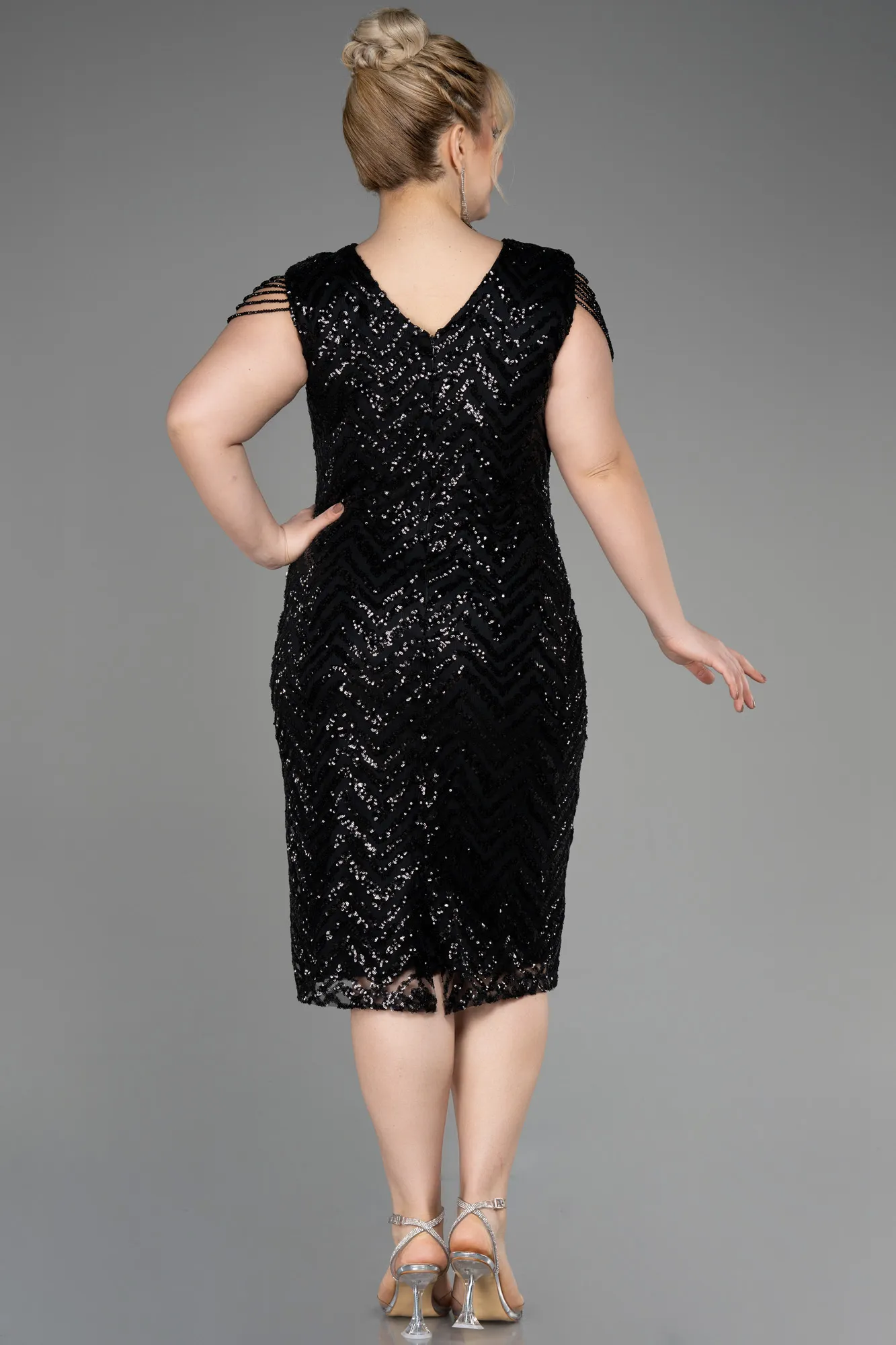 Robe Grande Taille Midi Noir ABK1730