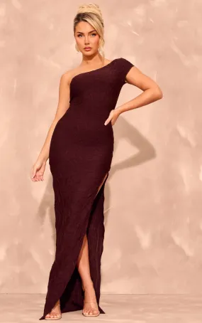 Robe longue asymétrique texturée chocolat