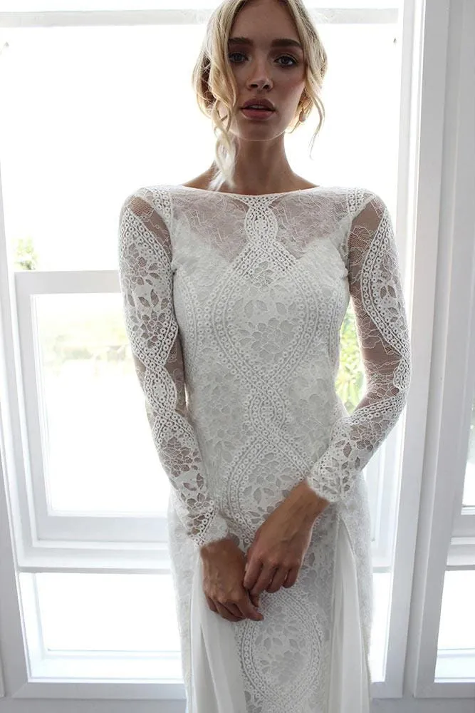 Robe Longue en Dentelle Guipure