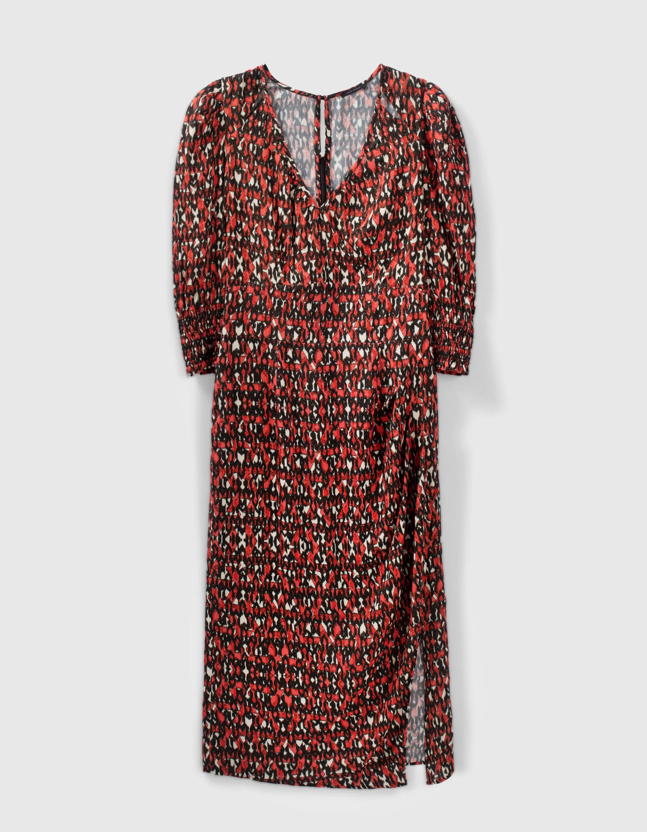 Robe midi noire imprimé ikat Femme