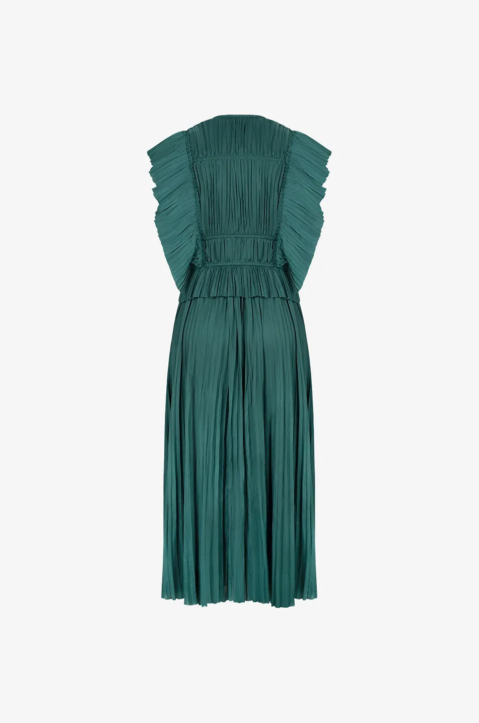 Robe midi plissée en satin Letty Jadeite