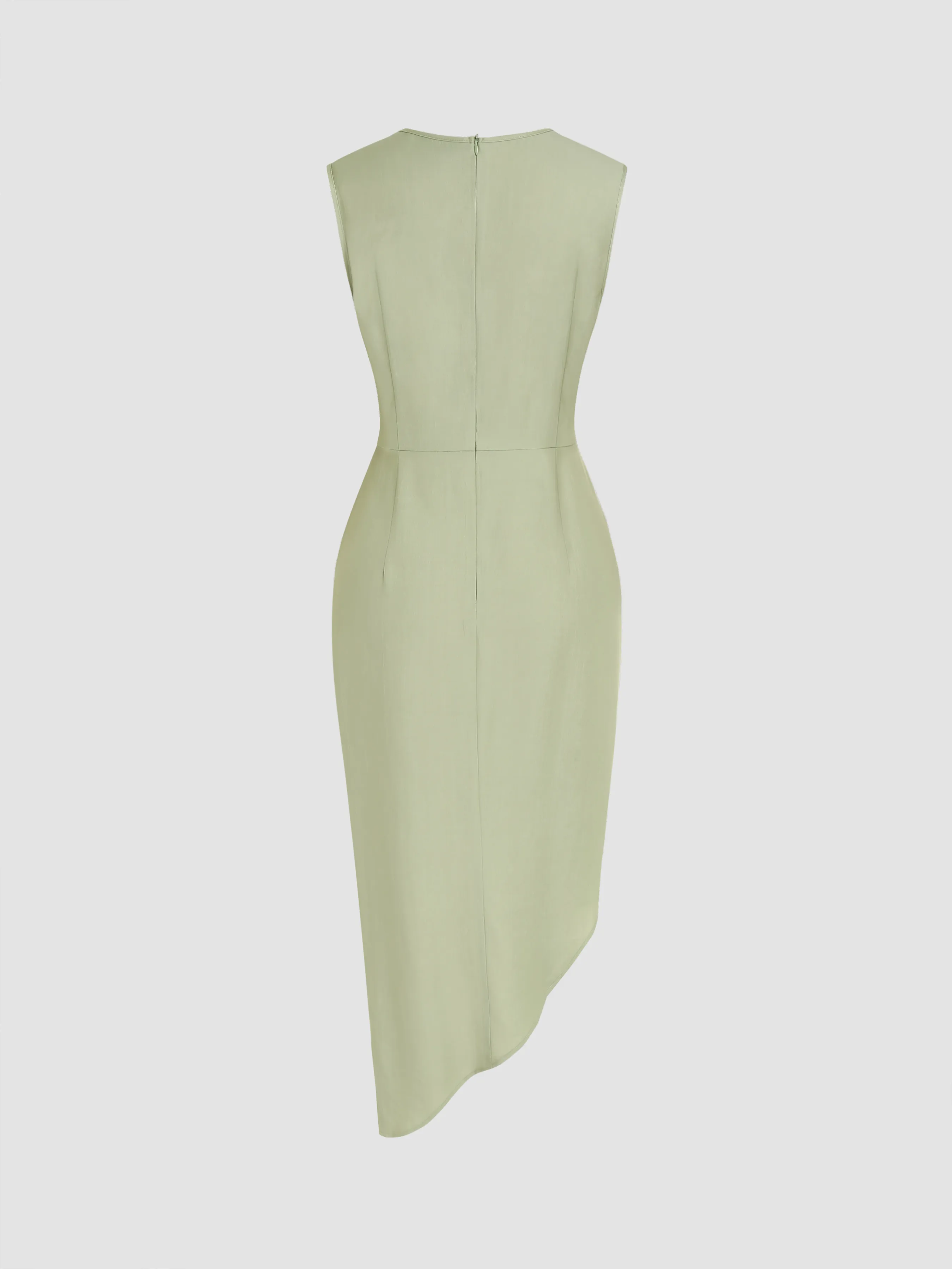  Robe Midi à Col Bateau et Ourlet Asymétrique Froncé