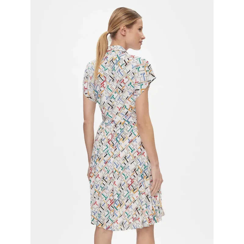 Robe plissée imprimés pleated blanc femme - Tommy Hilfiger | wimod