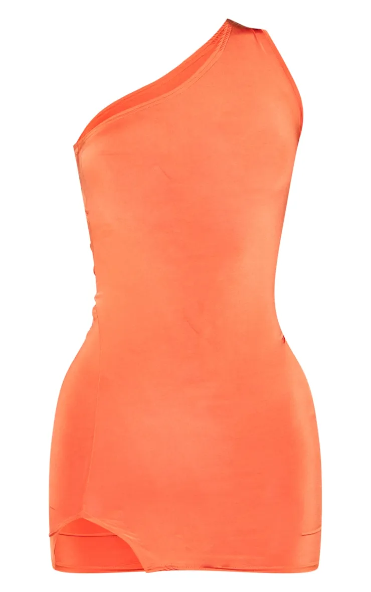 Robe très moulante asymétrique orange