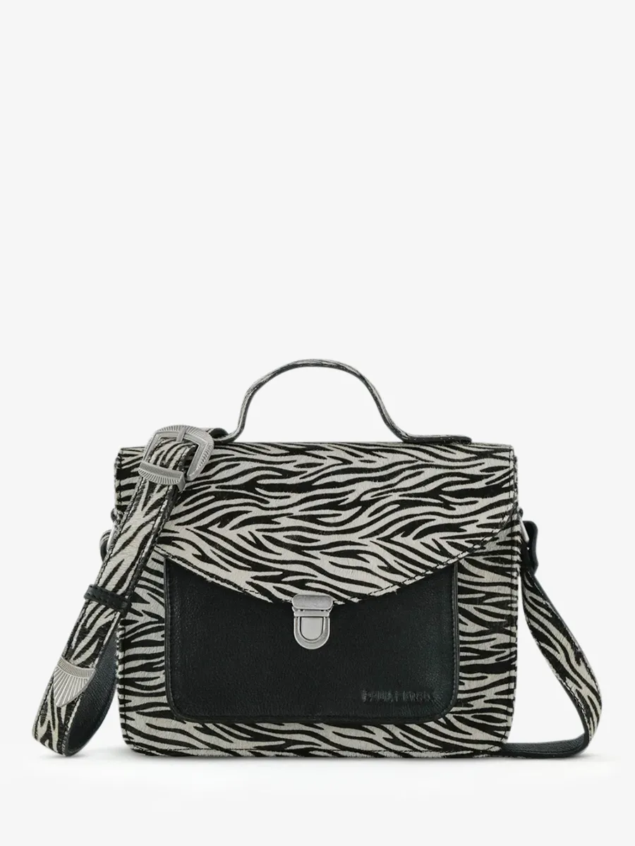 SAC BANDOULIÈRE CUIR IMPRIMÉ ZÈBRE FEMME Mademoiselle George - Safari