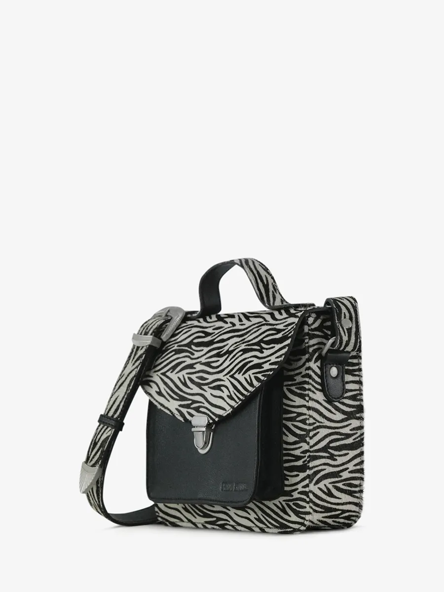 SAC BANDOULIÈRE CUIR IMPRIMÉ ZÈBRE FEMME Mademoiselle George - Safari