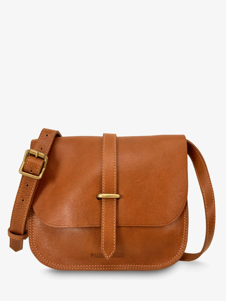 SAC BANDOULIÈRE CUIR MARRON FEMME LaGibecière - Cognac huilé