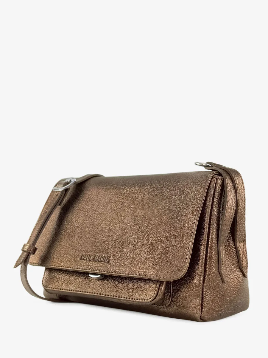 SAC BANDOULIÈRE CUIR MÉTALLISÉ MARRON FEMME Diane S - Cuivré