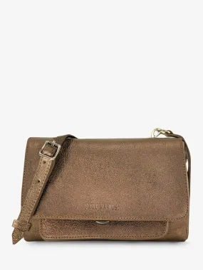 SAC BANDOULIÈRE CUIR MÉTALLISÉ MARRON FEMME Diane S - Cuivré