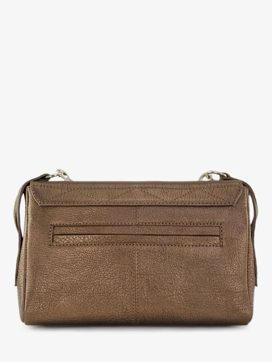 SAC BANDOULIÈRE CUIR MÉTALLISÉ MARRON FEMME Diane S - Cuivré