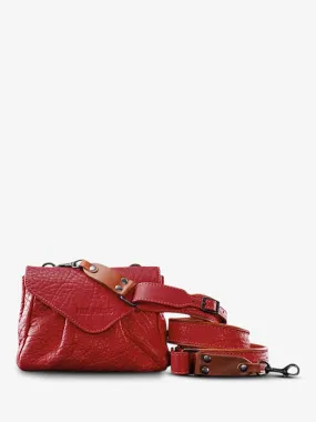 SAC BANDOULIÈRE CUIR ROUGE FEMME Suzon S - Rouge Carmin