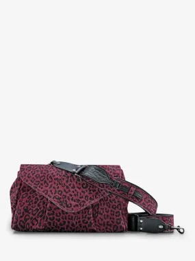 SAC BANDOULIÈRE CUIR VIOLET FEMME Suzon M Léopard - Prune