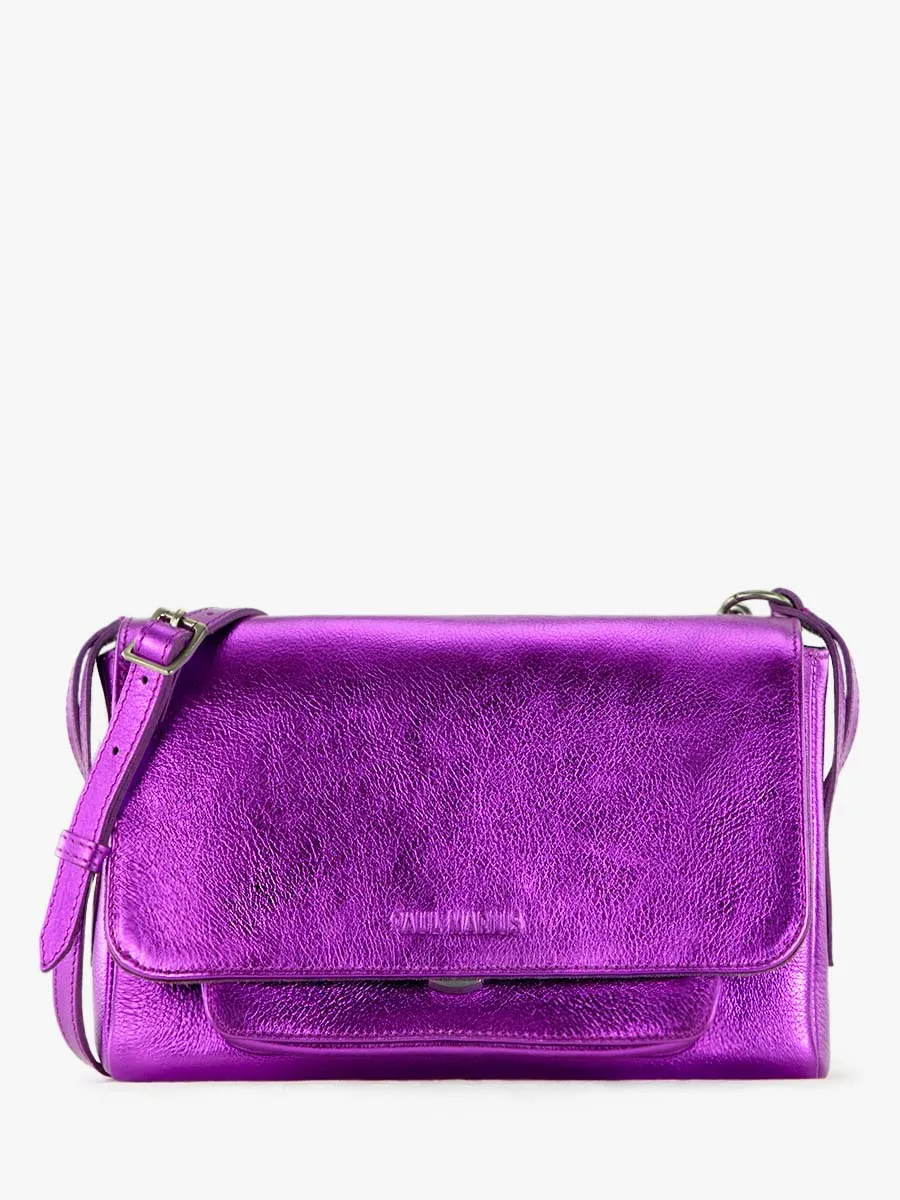 SAC BANDOULIÈRE CUIR VIOLET MÉTALLISÉ FEMME Diane S - Bonbon