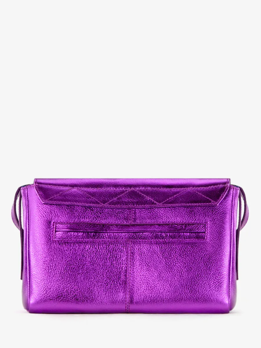 SAC BANDOULIÈRE CUIR VIOLET MÉTALLISÉ FEMME Diane S - Bonbon