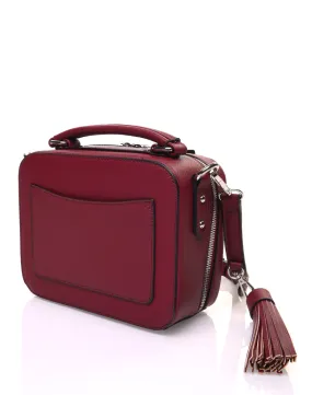 Sac bandoulière carré rigide type mallette bordeaux