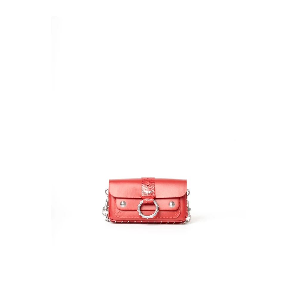 Sac bandoulière rouge en cuir Kate Wallet Power