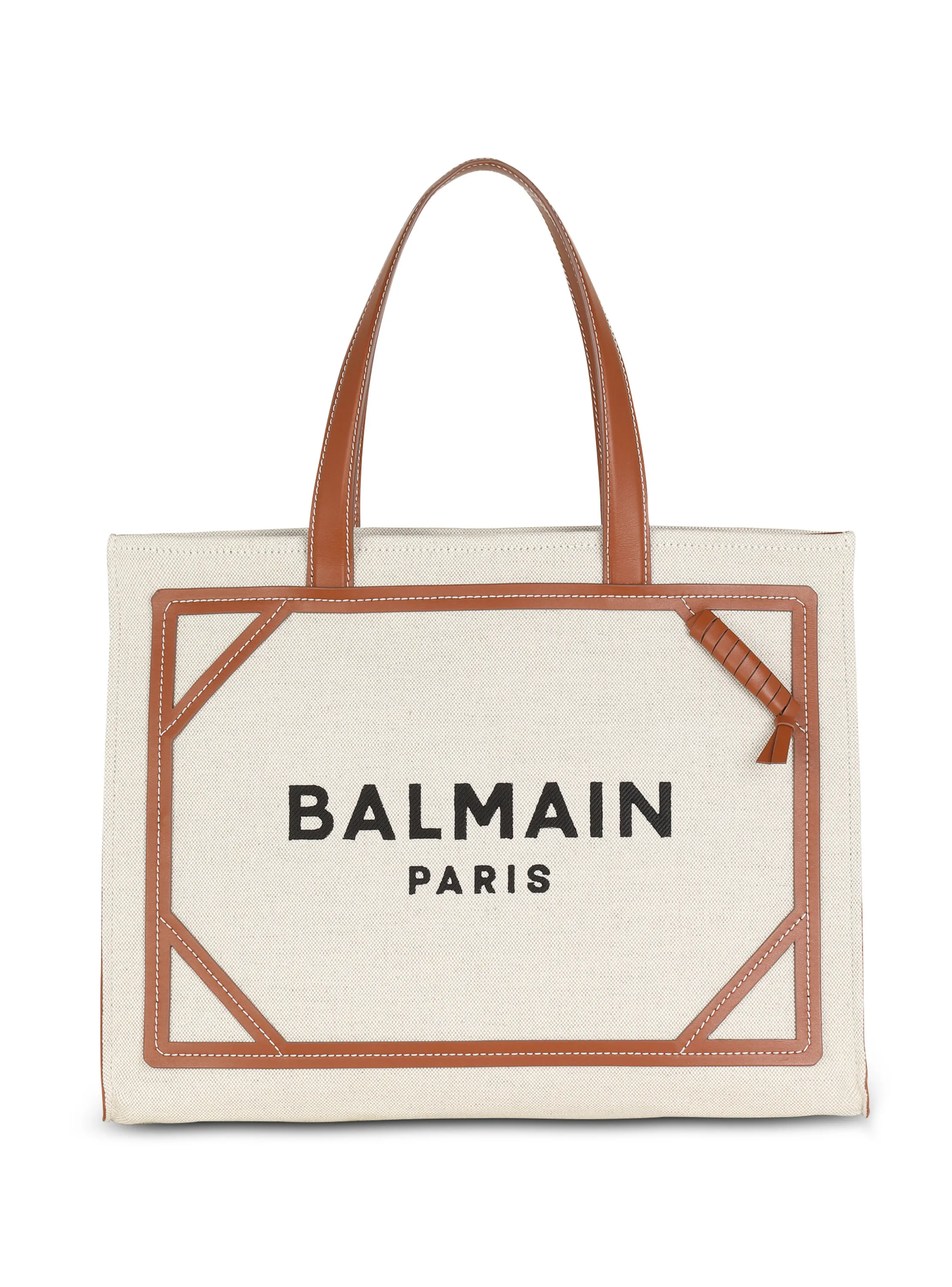 SAC CABAS B-ARMY 42 EN TOILE ET DéTAILS CUIR - BALMAIN pour FEMME | Printemps