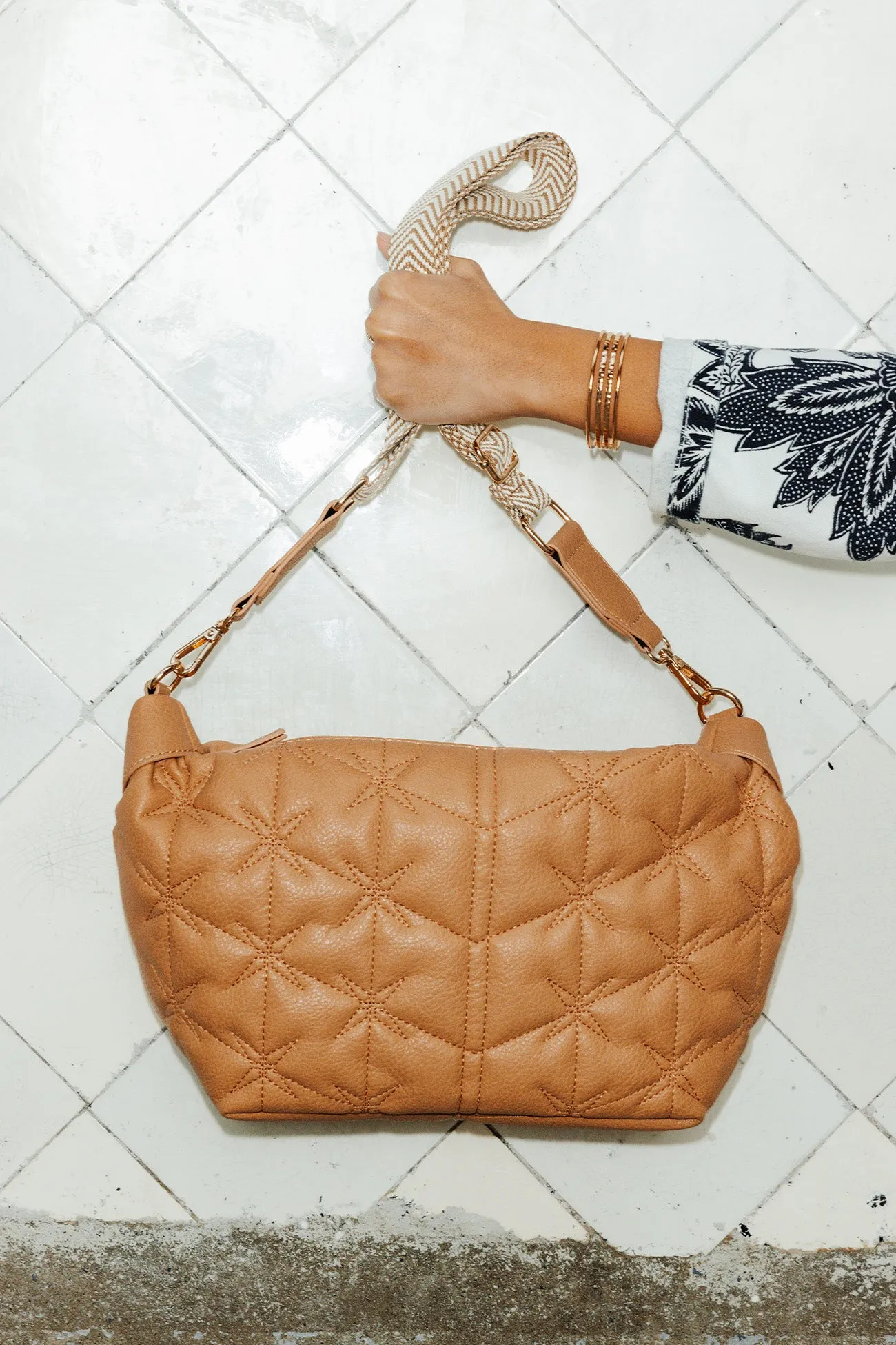 Sac matelassé à bandoulière - Marron